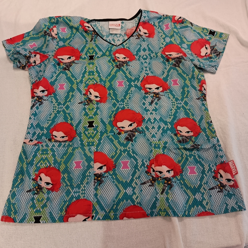 Marvel Black Widow scrub top